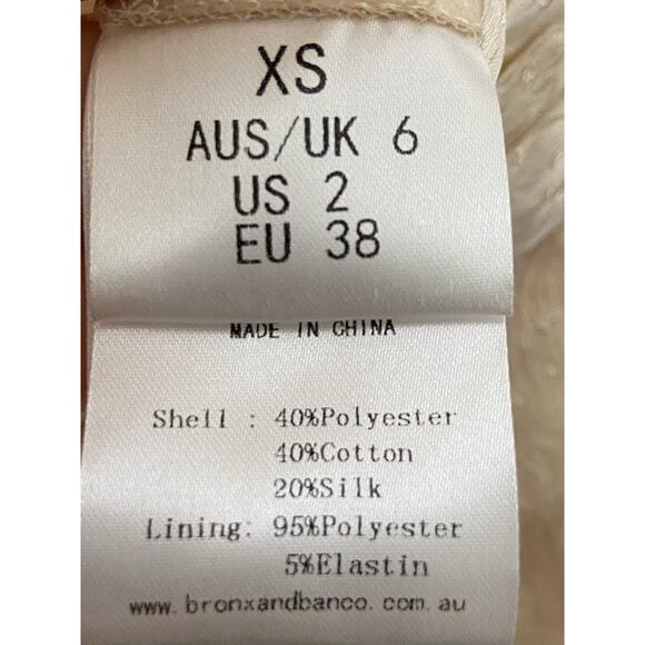 Bronx and Banco Tiara Pleated Strapless High-Low Gown Jacquard Cream Size XS - Picture 8 of 13